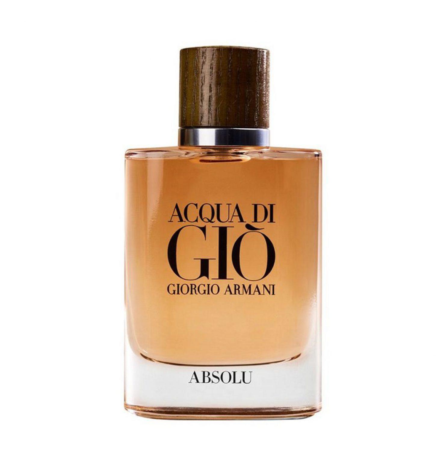 Hình ảnh chai nước hoa Giorgio Armani Acqua Di Gio Absolu EDP nam tính với nắp gỗ sang trọng
